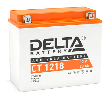 Аккумулятор 12V 20A (СТ 1218) прям. поляр. (+ -) (177*88*154мм) Delta пусковой ток 270А при -18*С